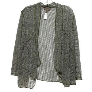 Chicos Easywear‎ Mesh Cardigan Womens M Silvery Gray Beach Mermaidcore Fairycore